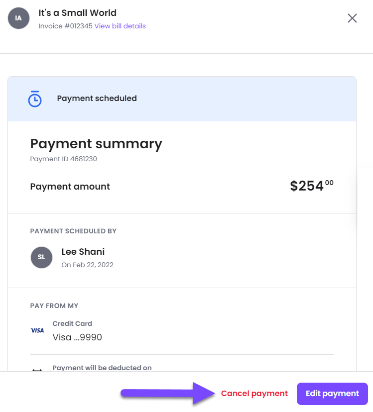 How to cancel a scheduled payment? – Melio